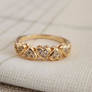 New 18K Gold Plated Diamond Heart Band Ring for Women